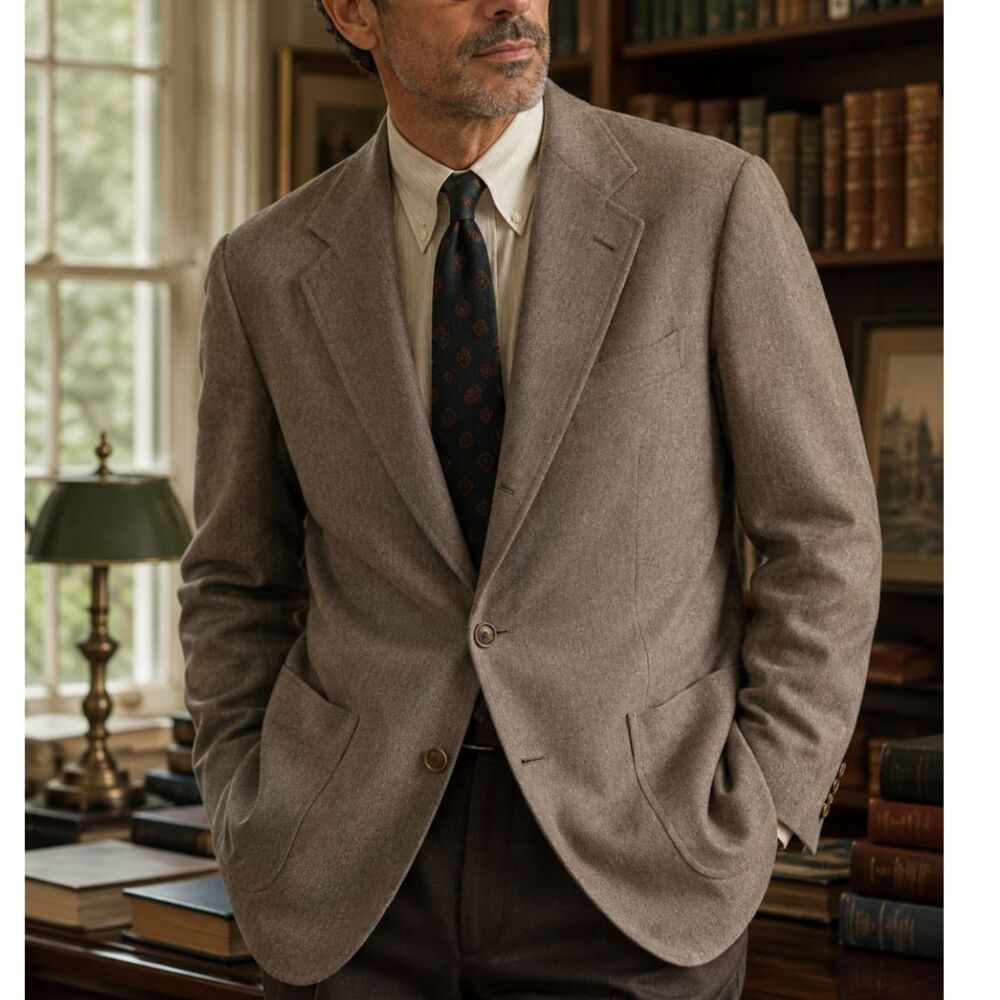 Oscar de la Renta Studio 40R Taupe Blazer Old Money Professor Sport Coat Preppy